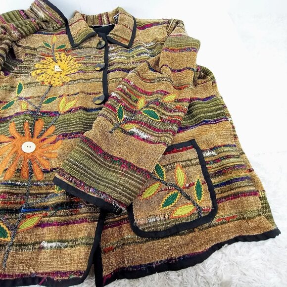 Art to Wear Boho Embroidered Applique Floral Jacket Drapers & Damon Medium EUC - Picture 8 of 12